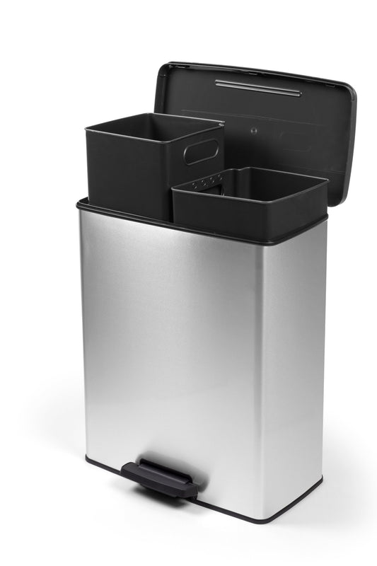 Curver Deco Duo Bin – 2 X 26L – Steel Look - mazeproducts