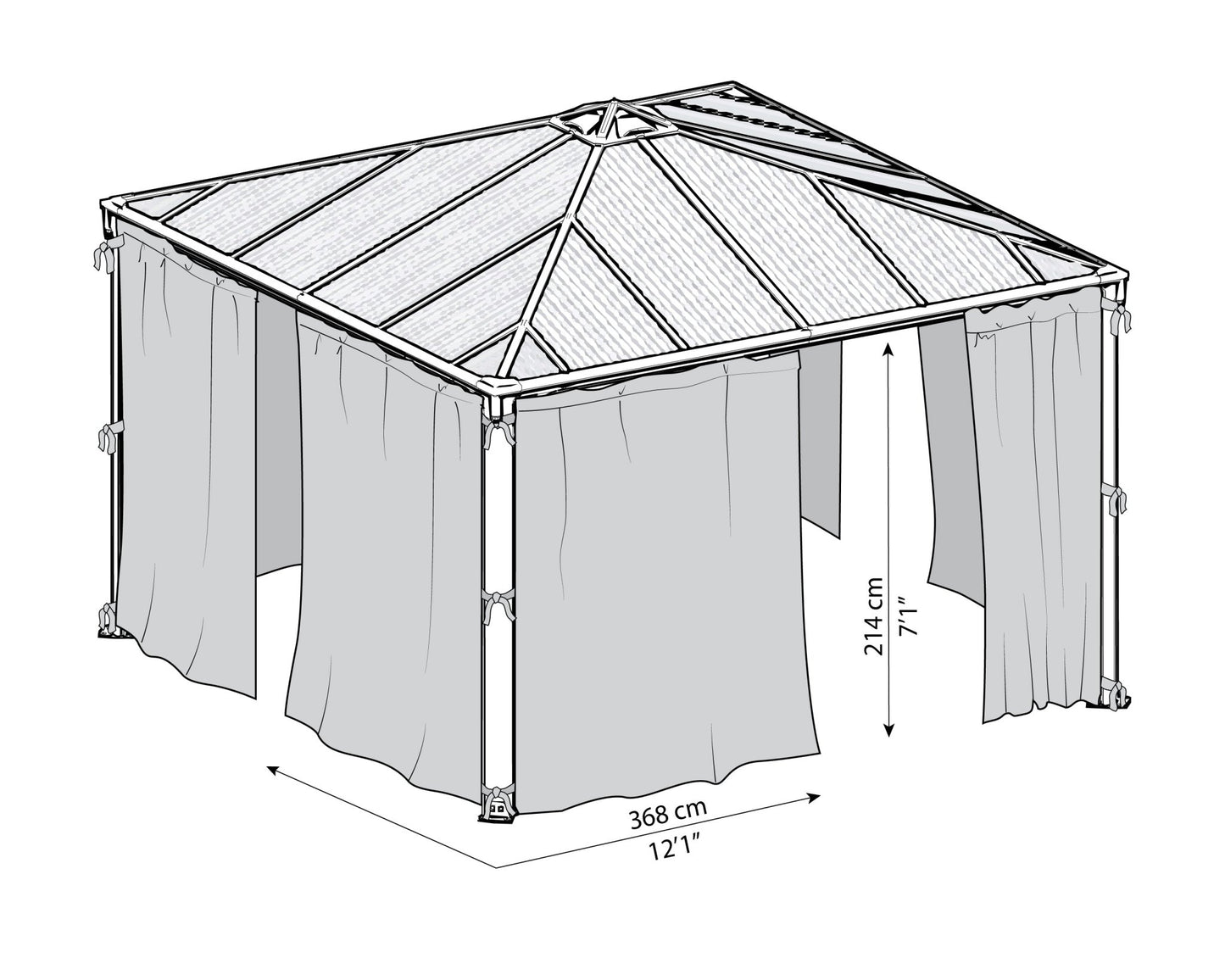 Curtain Set for 3 - 4 m. Garden Gazebo - mazeproducts