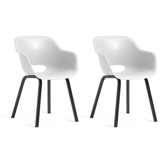 Keter Noa Dining Chair - White - 2 Pack - mazeproducts