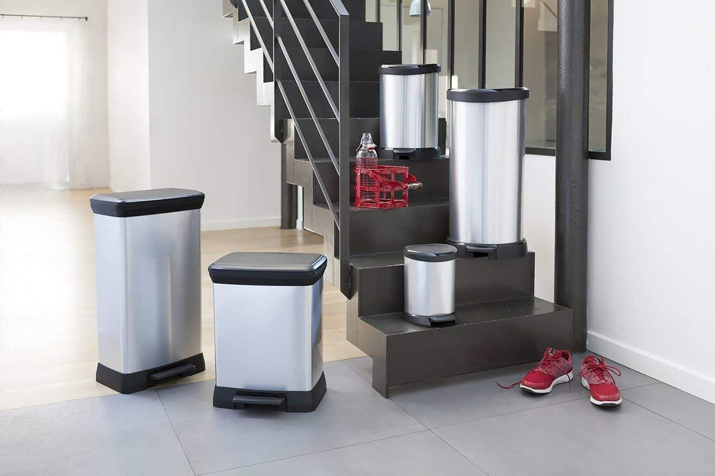 Curver Deco Pedal Bin - 50L - Steel Look - mazeproducts