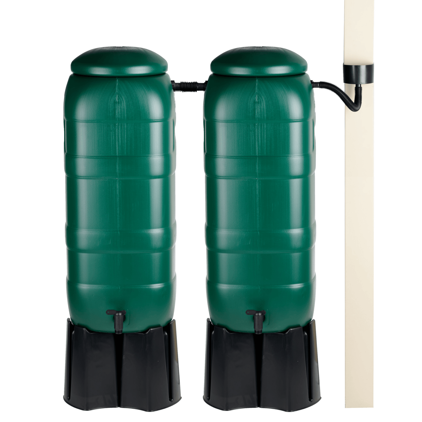 2 x 100L MINItanks with 2 x Stands, Linking Kit & Downpipe Diverter - mazeproducts