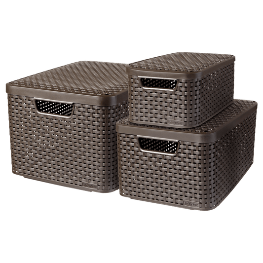 Curver Style Storage Box Set (S+M+L) - Brown - mazeproducts