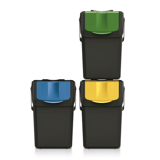 25L SORTIBOX S Waste Separation Bins - Set of 3 - Black - mazeproducts