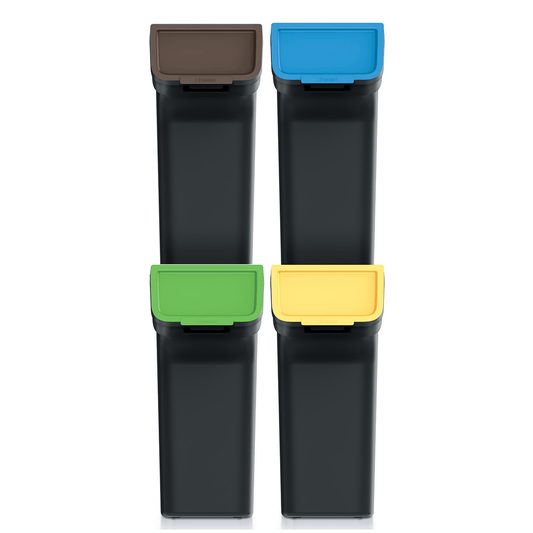 25L STACKBOX Q Waste Separation Bins - Set of 4 - Black - mazeproducts
