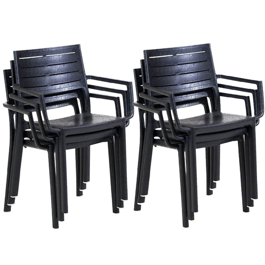Keter Metaline Metal Look Dining Chair : Black - 6 PACK - mazeproducts