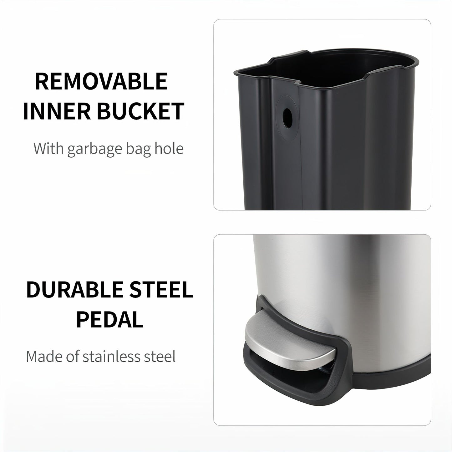 Stainless Steel Narrow Pedal Bin - 40L - mazeproducts