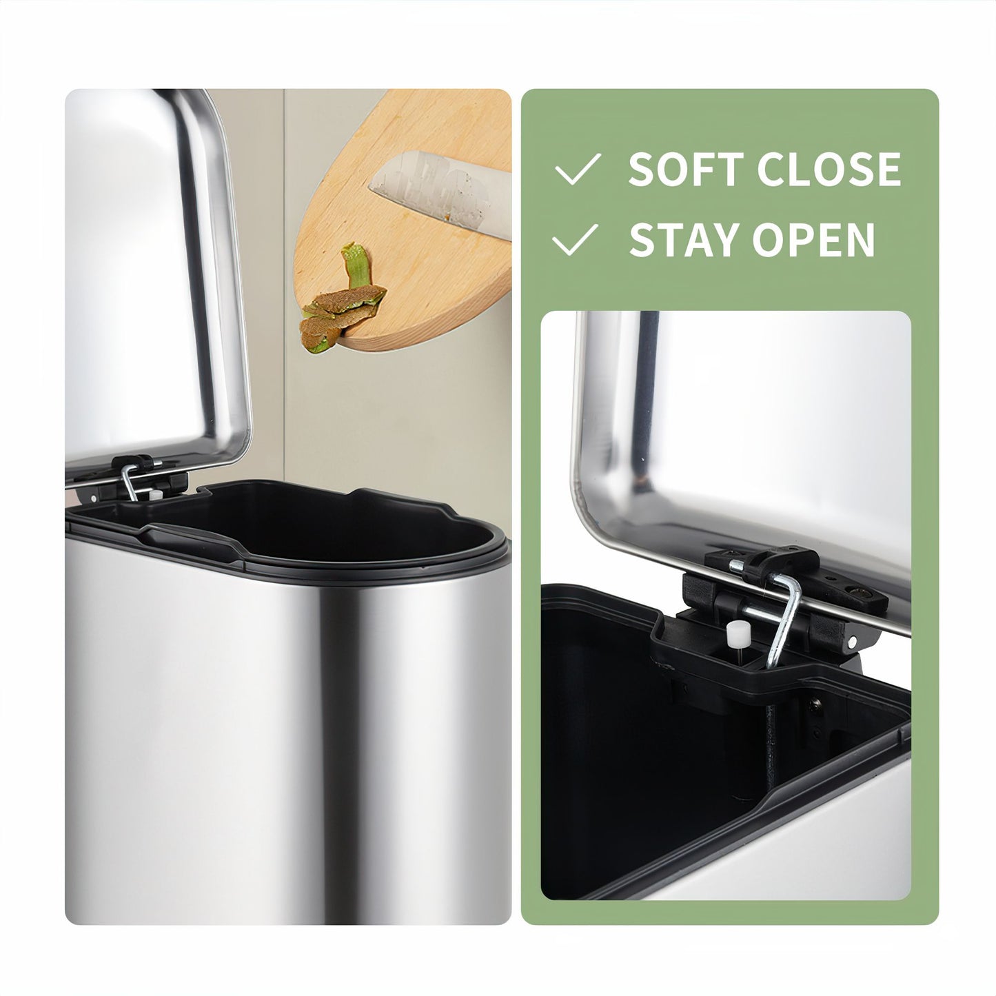 Stainless Steel Narrow Pedal Bin - 40L - mazeproducts