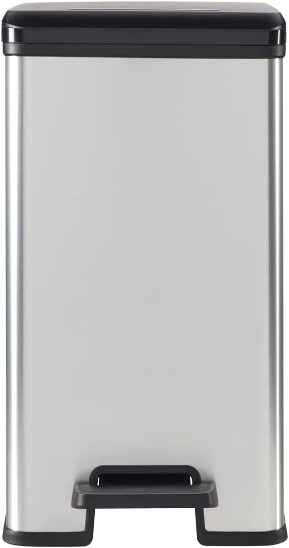 Curver Deco Slim Pedal Bin – 25L – Silver - mazeproducts