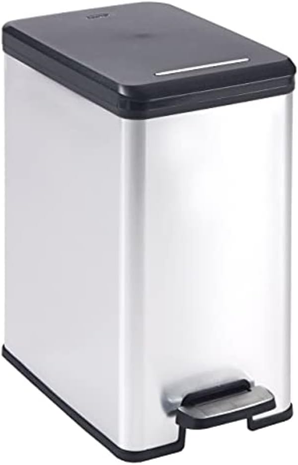 Curver Deco Slim Pedal Bin – 25L – Silver - mazeproducts