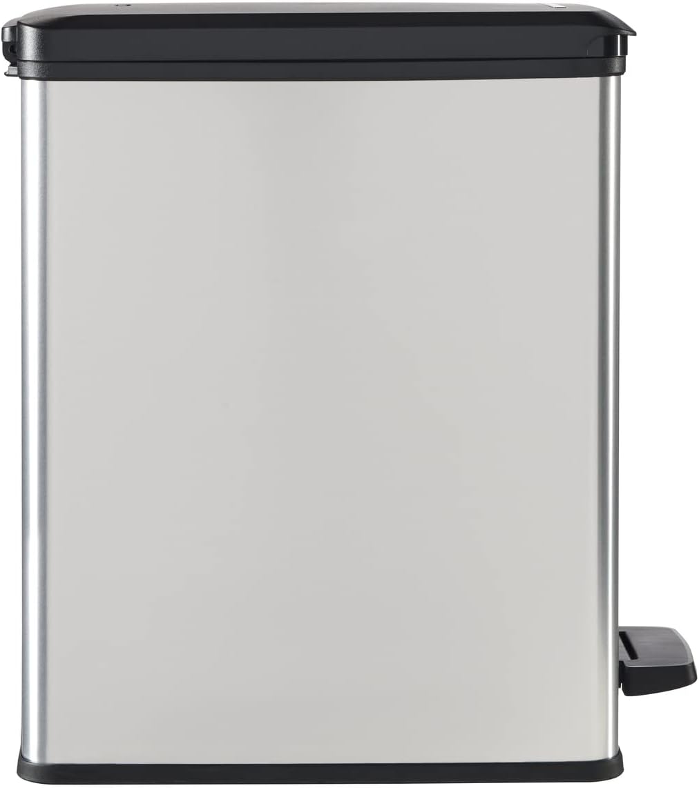 Curver Deco Slim Pedal Bin – 25L – Silver - mazeproducts