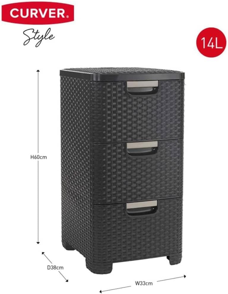 Curver Style Storage 3 Drawer Set - Grey (14L) - mazeproducts