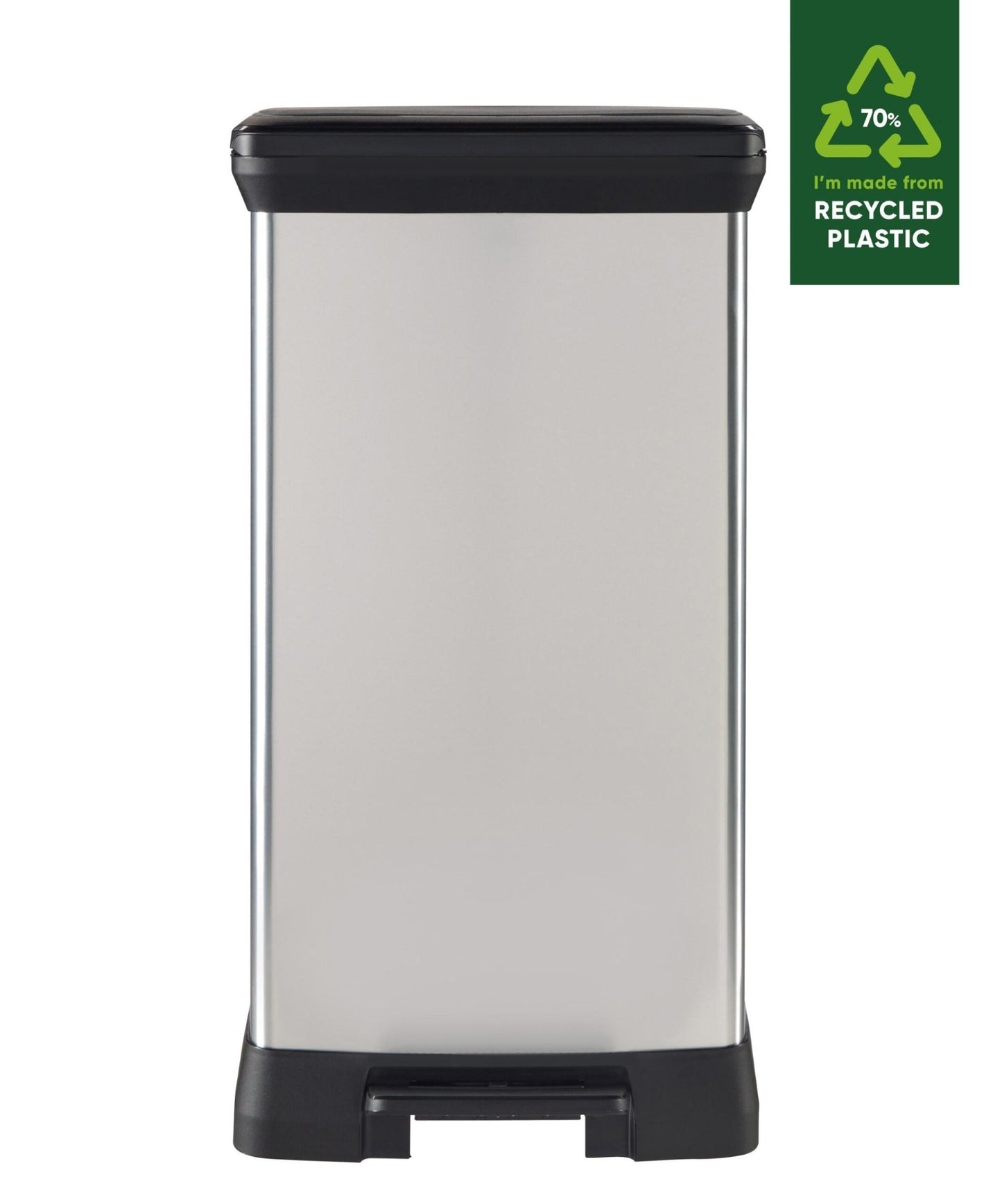 Curver Deco Pedal Bin - 50L - Steel Look - mazeproducts