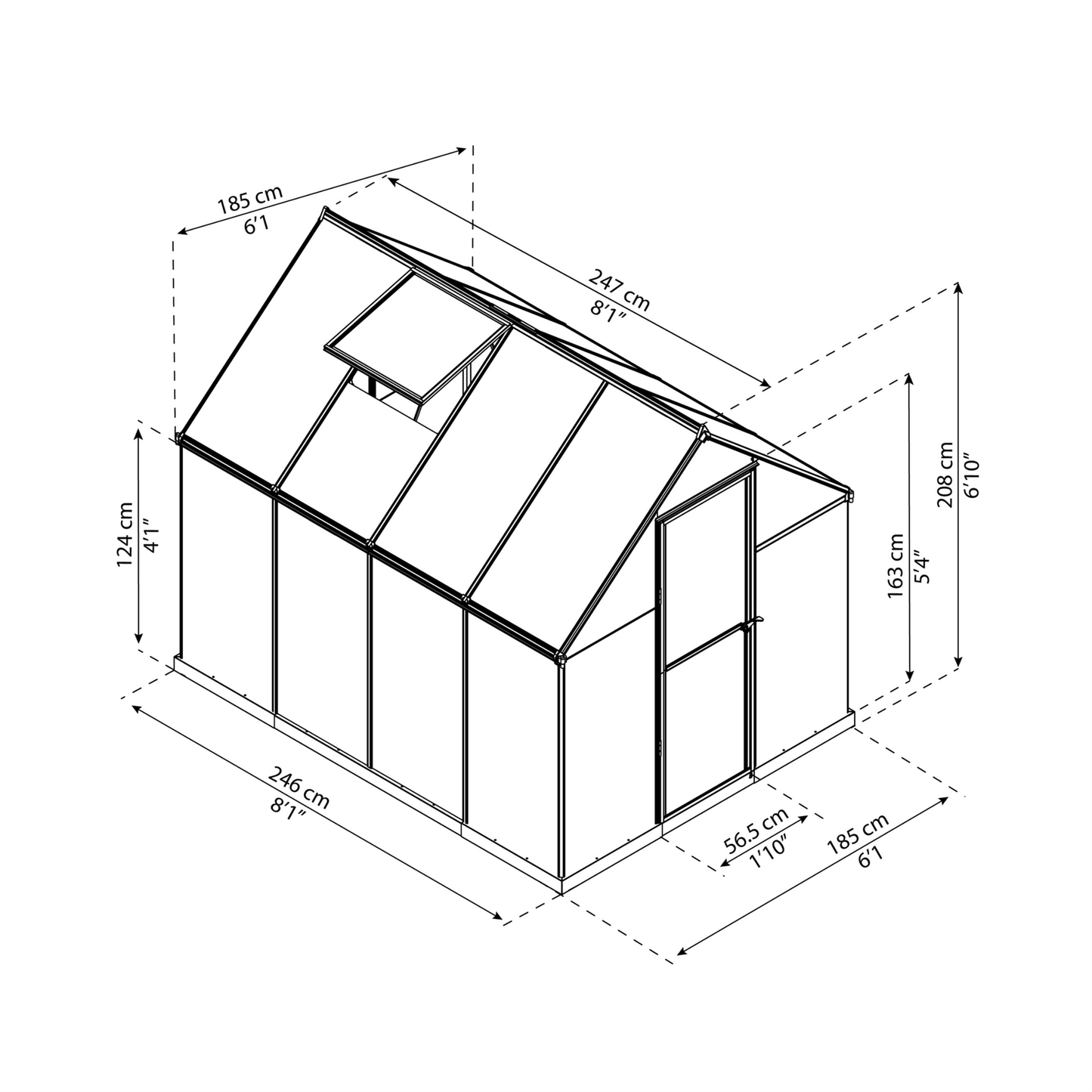 6' x 8' Mythos Greenhouse (1.9m x 2.5m) - mazeproducts