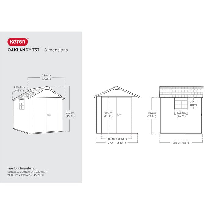 Keter Oakland Garden Shed 757 (2.3 x 2.2m) - mazeproducts