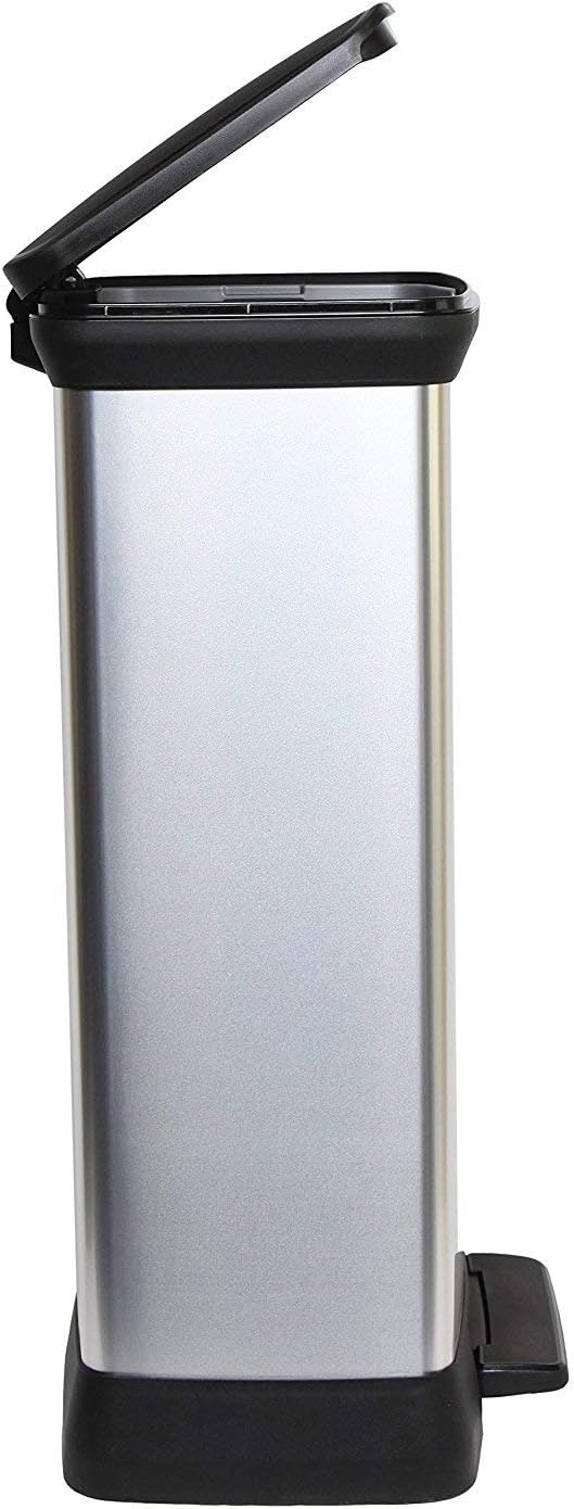 Curver Rectangular Pedal Bin – 50L – Steel Look - mazeproducts