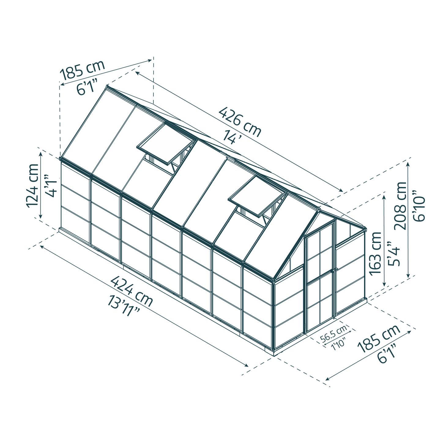 PRE ORDER OCT. - 6' x 14' Hybrid Greenhouse - Silver Frame (1.9m x 4.3m) - mazeproducts