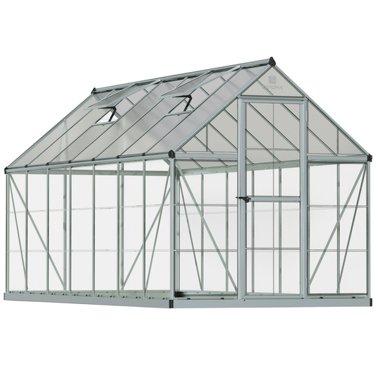 PRE ORDER OCT. - 6' x 14' Hybrid Greenhouse - Silver Frame (1.9m x 4.3m) - mazeproducts