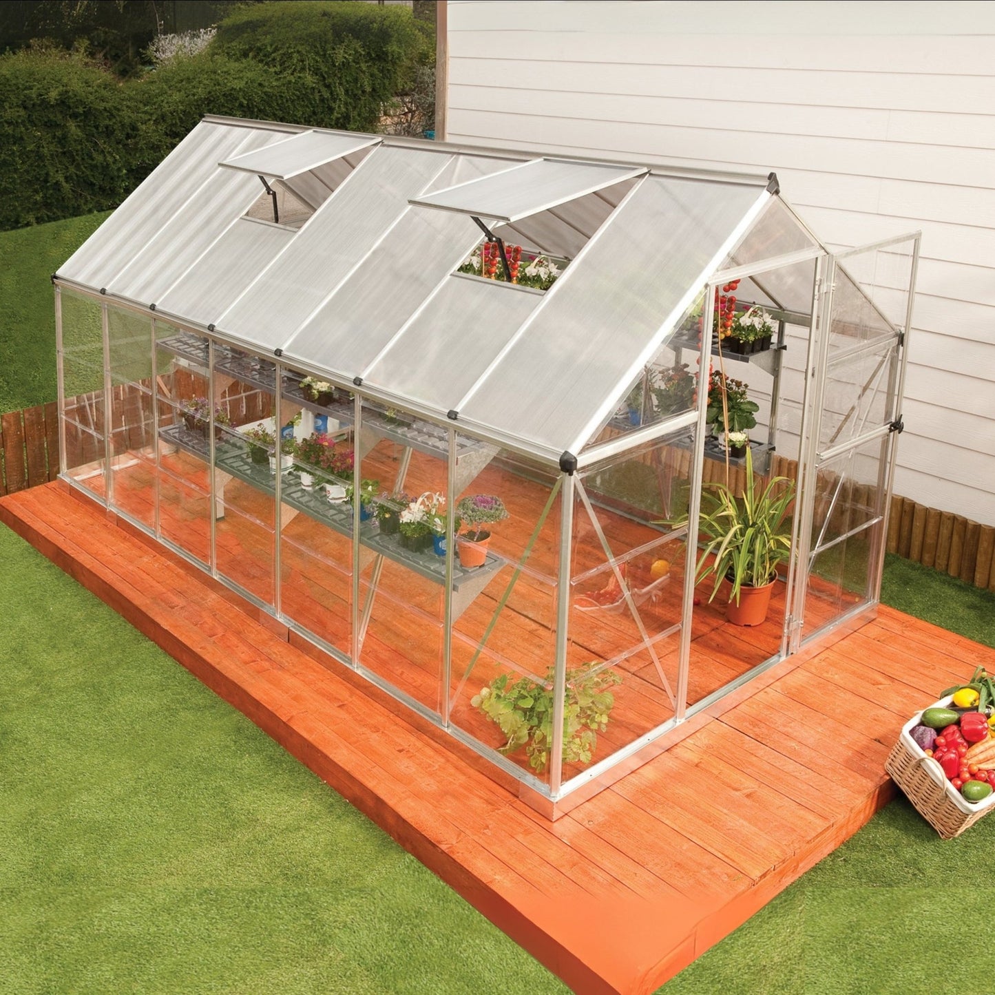 PRE ORDER OCT. - 6' x 14' Hybrid Greenhouse - Silver Frame (1.9m x 4.3m) - mazeproducts