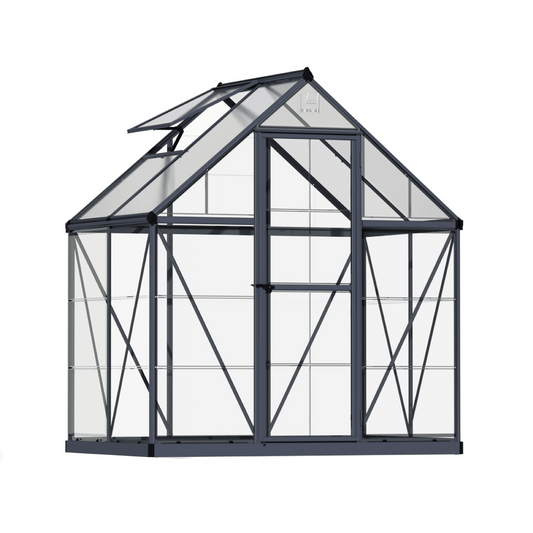 6' x 4' Hybrid Greenhouse - Grey Frame (1.9m x 1.3m) - mazeproducts
