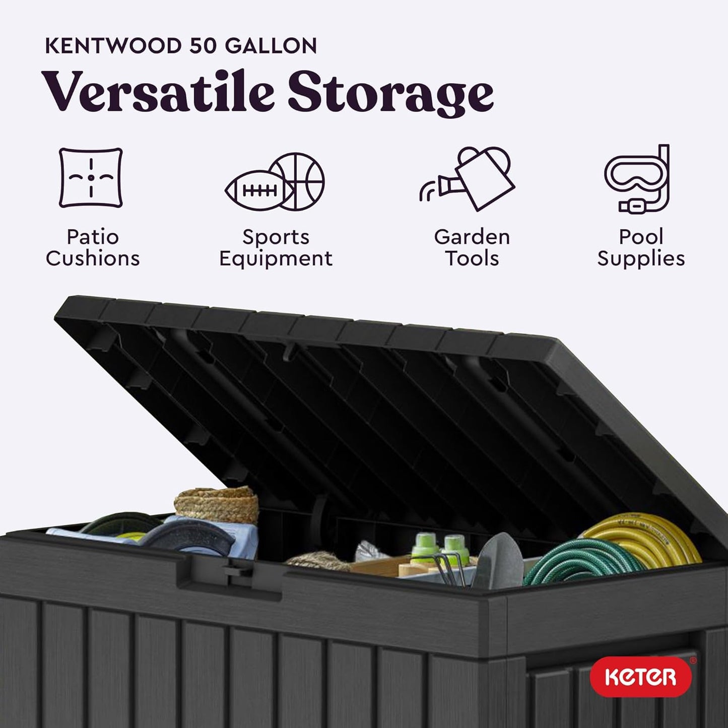 Keter Kentwood 190L Storage Box - Graphite - mazeproducts