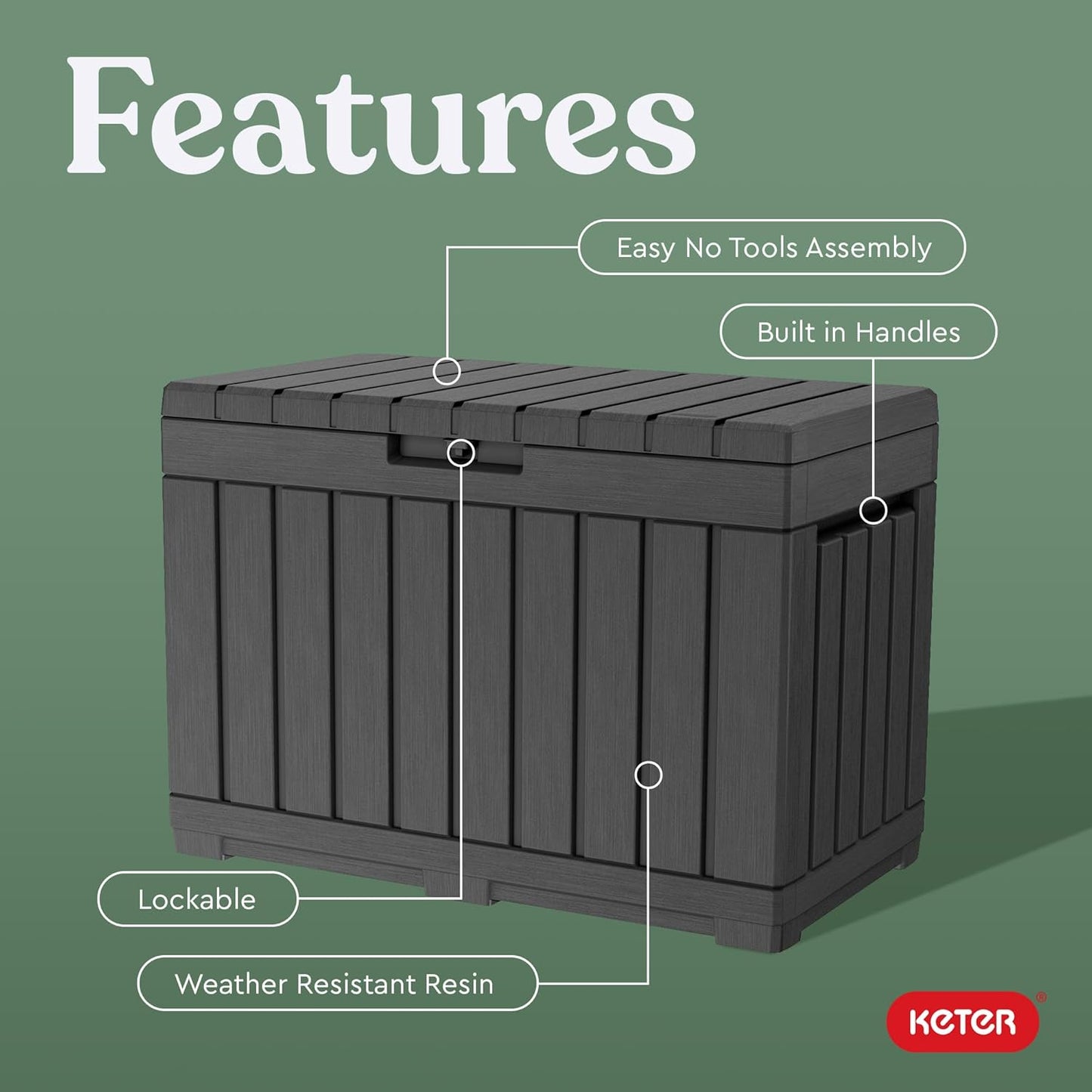 Keter Kentwood 190L Storage Box - Graphite - mazeproducts