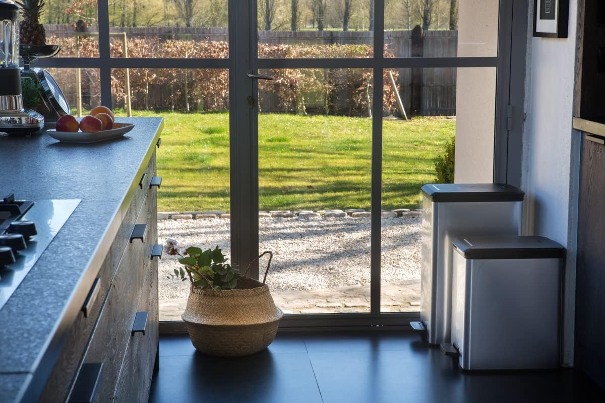 Curver Deco Slim Pedal Bin – 25L – Silver - mazeproducts