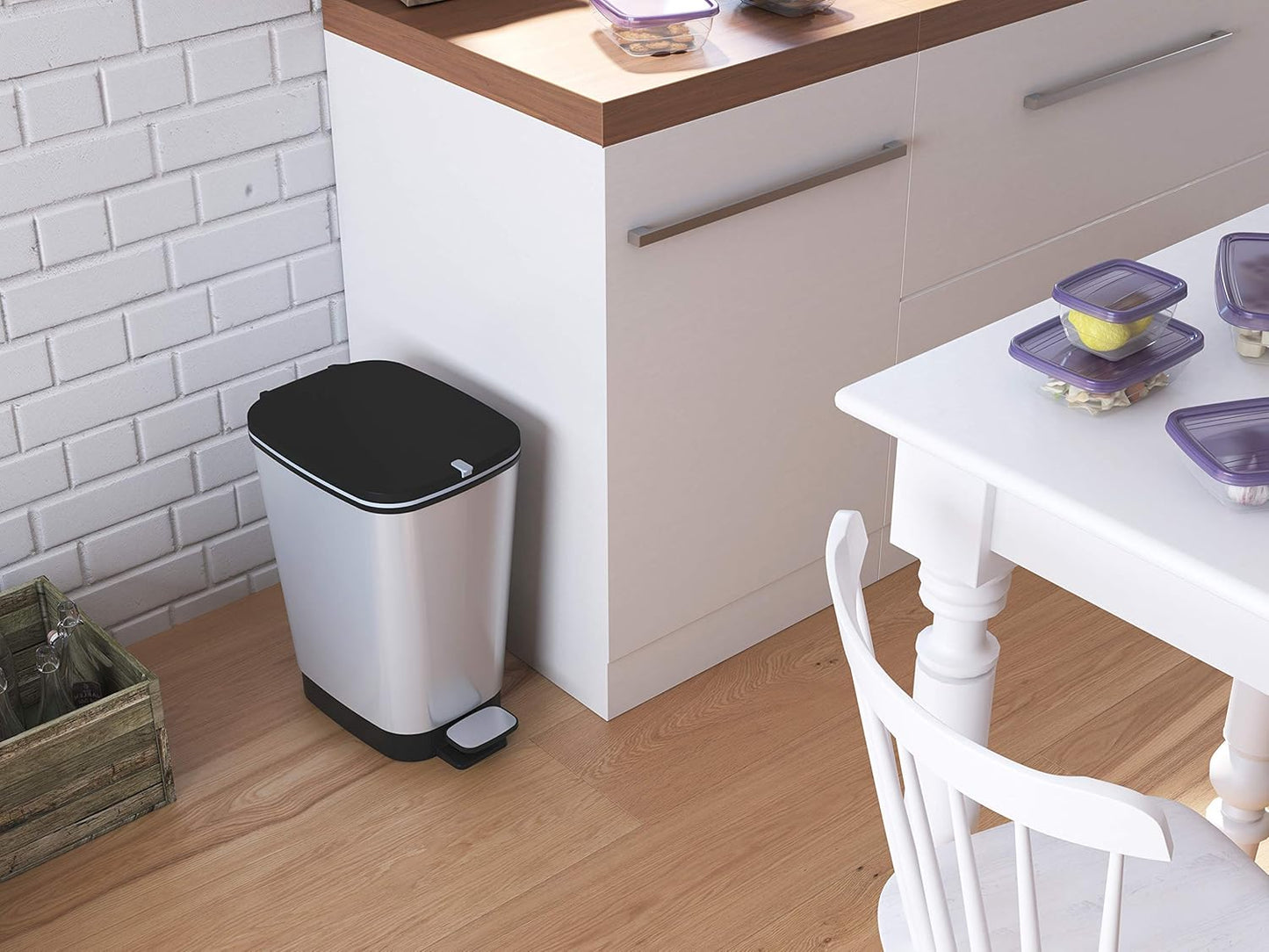 Curver Chic 45L Pedal Bin - Steel Look - mazeproducts