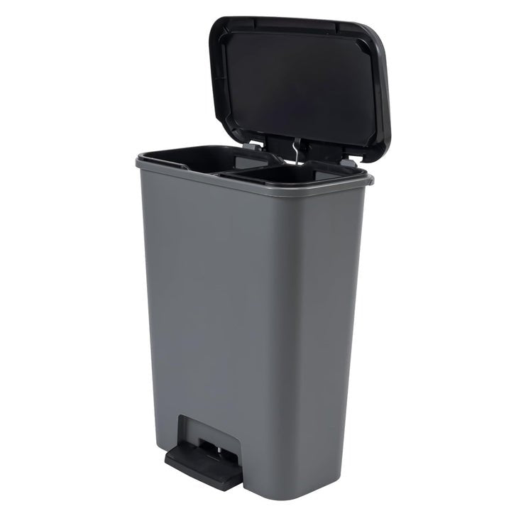 Curver Compatta 50L Duo 23+23L Recycling Bin - Grey - mazeproducts