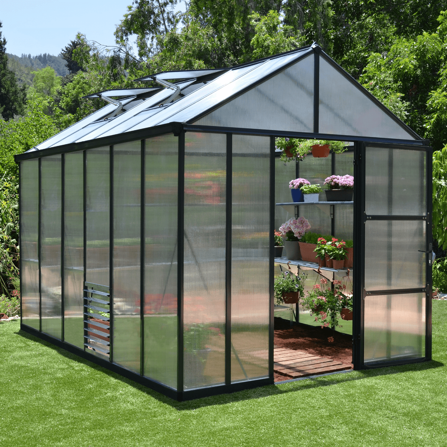PRE ORDER: OCT. - GLORY 8' x 12' Premium Greenhouse - Grey Frame (2.5m x 3.7m) - mazeproducts