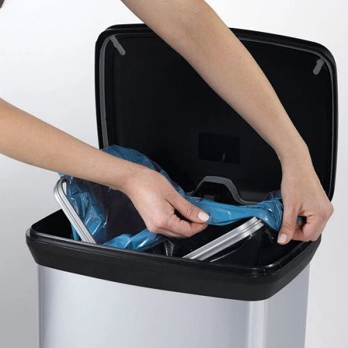 Curver Rectangular Pedal Bin – 50L – Steel Look - mazeproducts