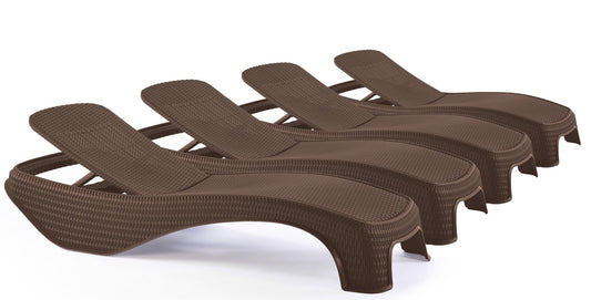 Keter Atlantic Sun Lounger - Brown - 4 Pack - mazeproducts