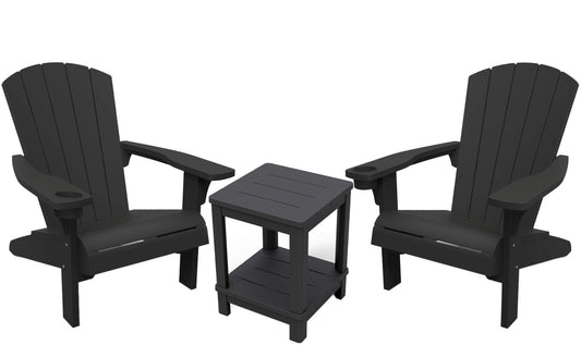 Keter Alpine Adirondack Set with Deluxe Table - Graphite - mazeproducts