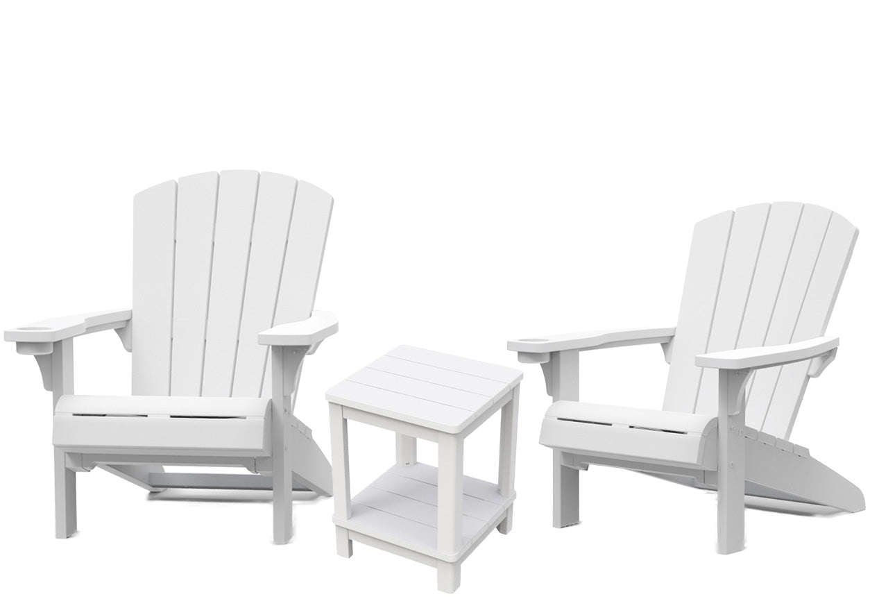 Keter Alpine Adirondack Set with Deluxe Table - White - mazeproducts