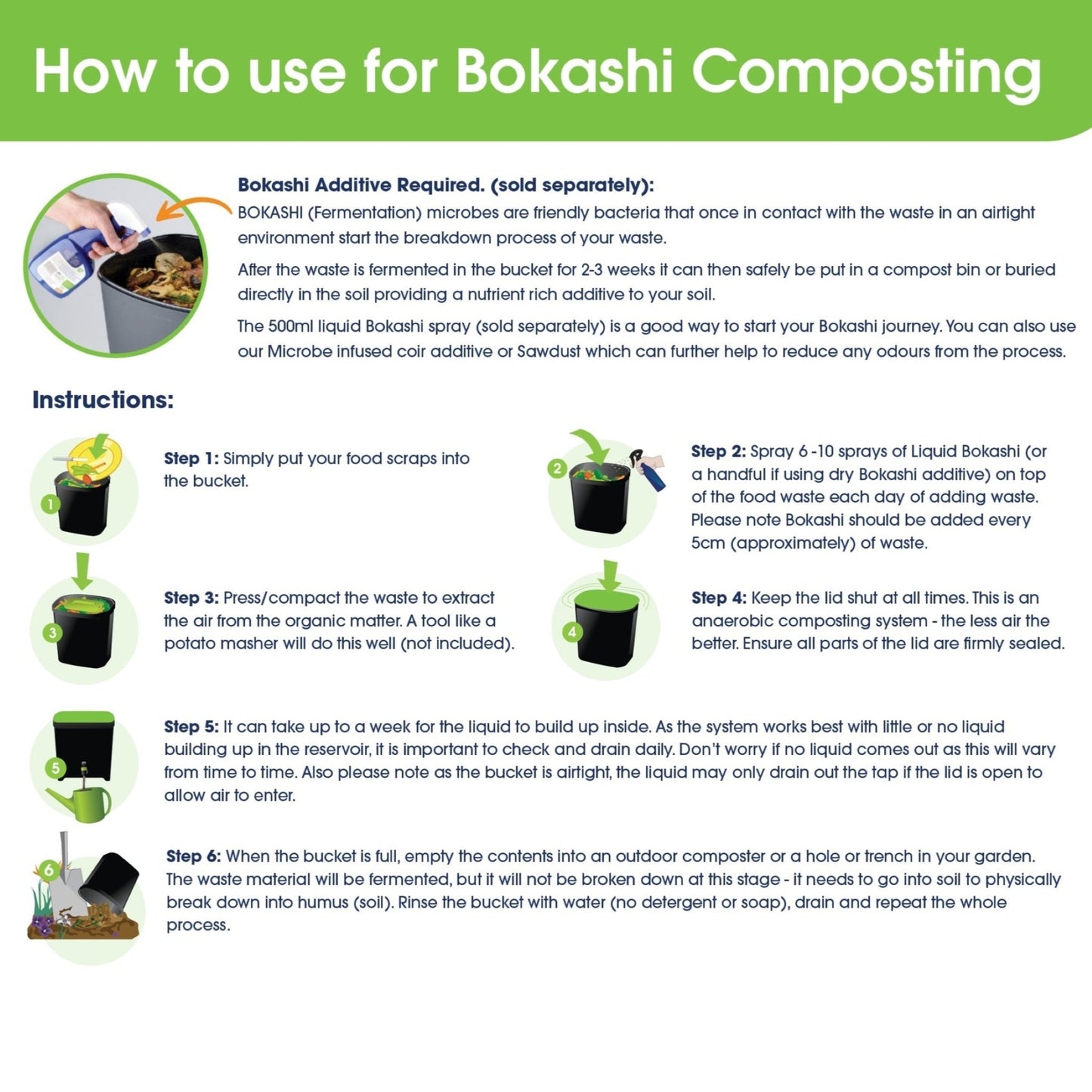 20L Airtight Bokashi Bucket - Indoor Composter - mazeproducts