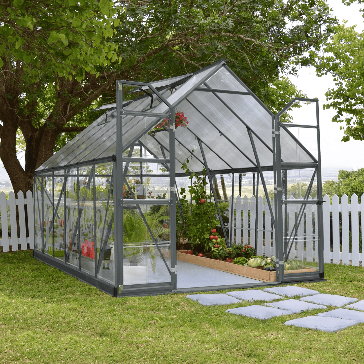 8' x 12' Balance Greenhouse - Grey Frame (2.5m x 3.7m) - mazeproducts