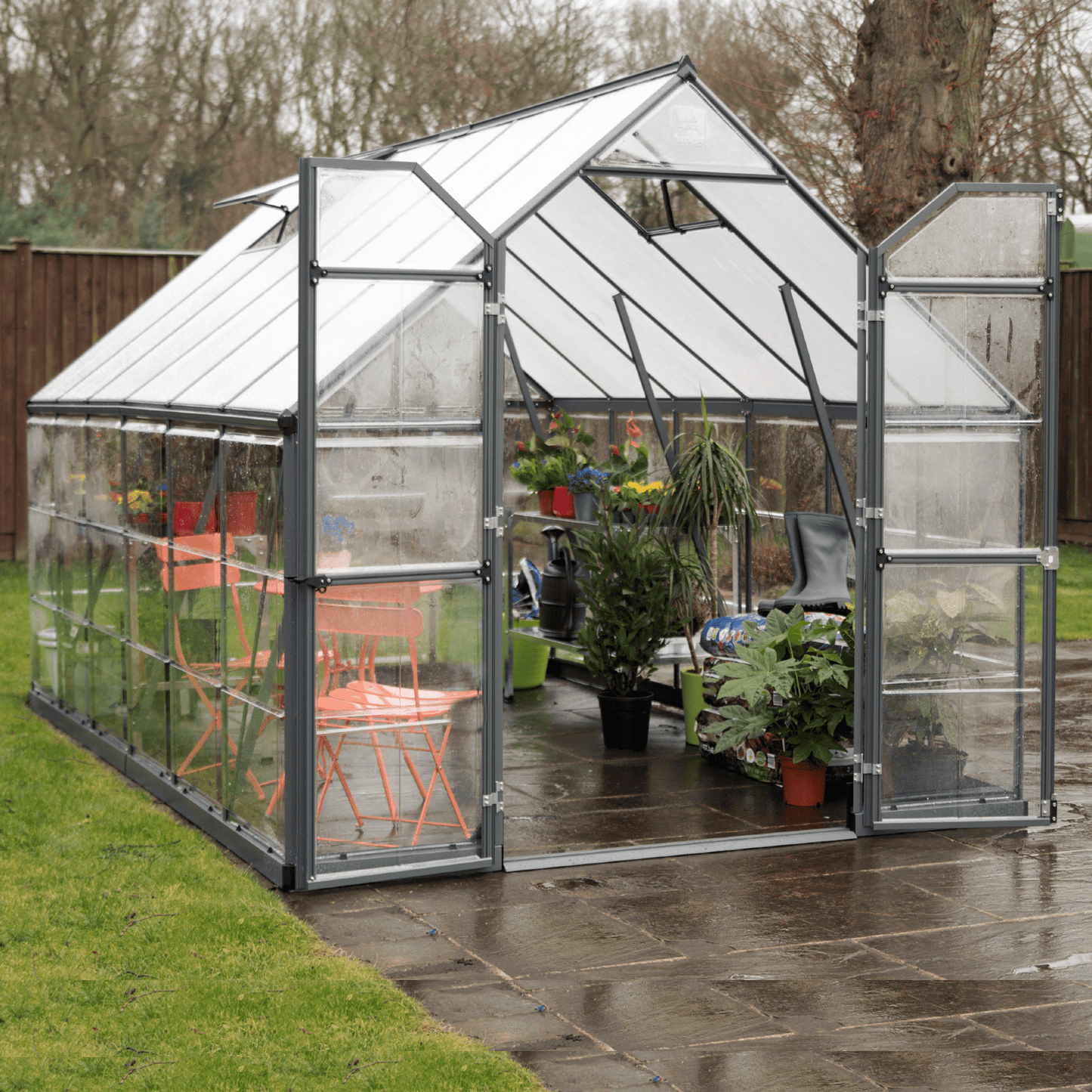 8' x 12' Balance Greenhouse - Grey Frame (2.5m x 3.7m) - mazeproducts