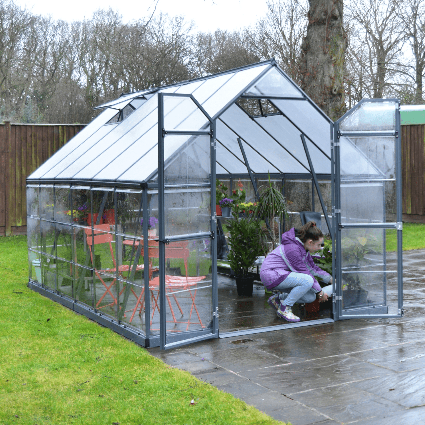 8' x 12' Balance Greenhouse - Grey Frame (2.5m x 3.7m) - mazeproducts