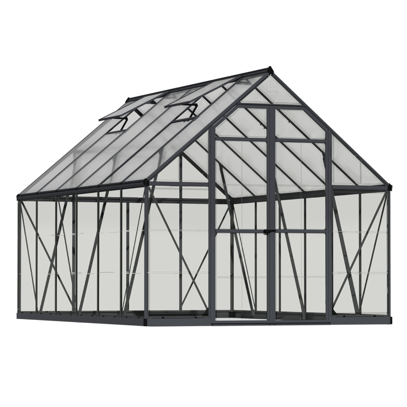 8' x 12' Balance Greenhouse - Grey Frame (2.5m x 3.7m) - mazeproducts