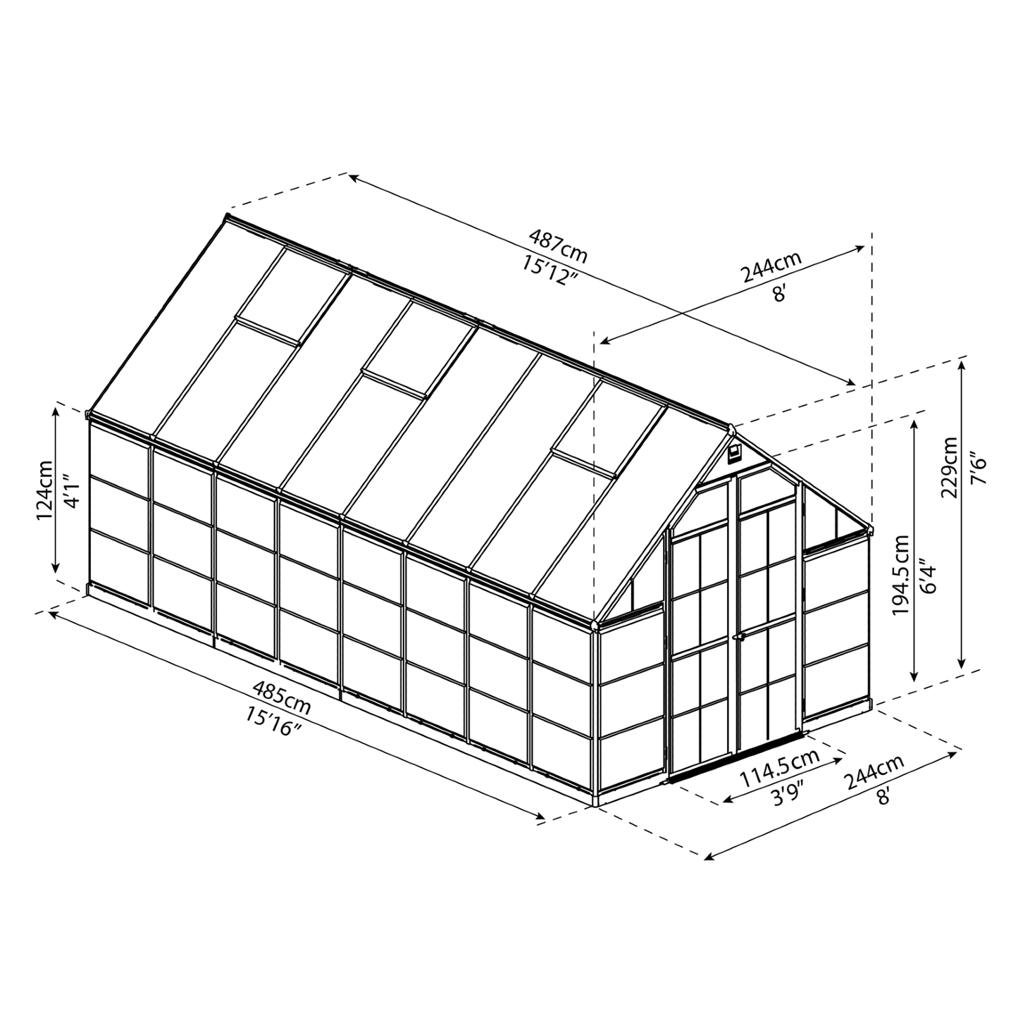 8' x 16' Balance Greenhouse (2.5m x 4.9m) - mazeproducts