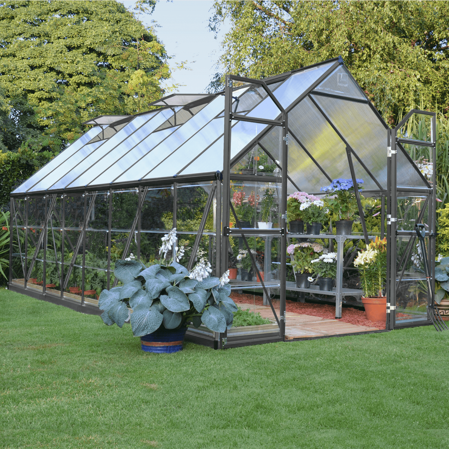 PRE ORDER: OCT. - 8' x 16' Balance Greenhouse - Grey Frame (2.5m x 4.9m) - mazeproducts