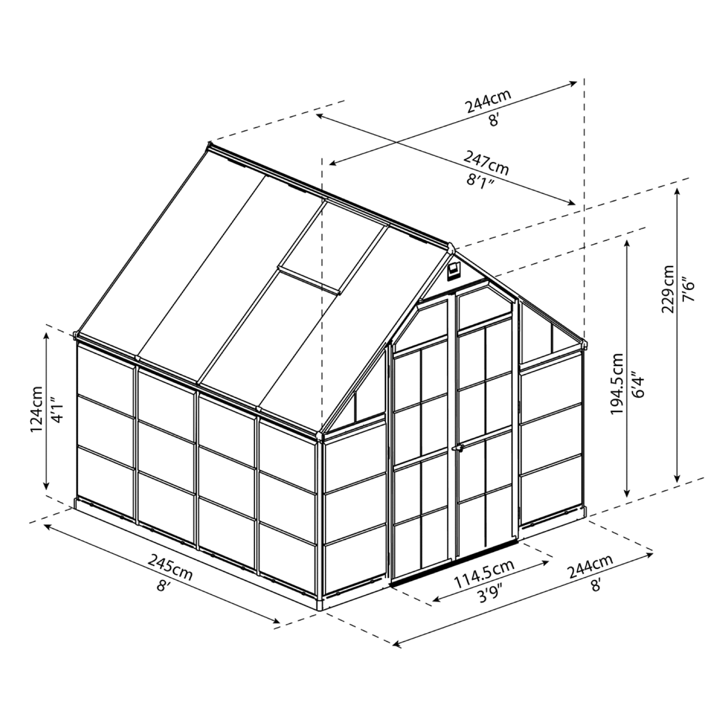 PRE ORDER NOV. - 8' x 8' Balance Greenhouse - Grey Frame (2.5m x 2.5m) - mazeproducts