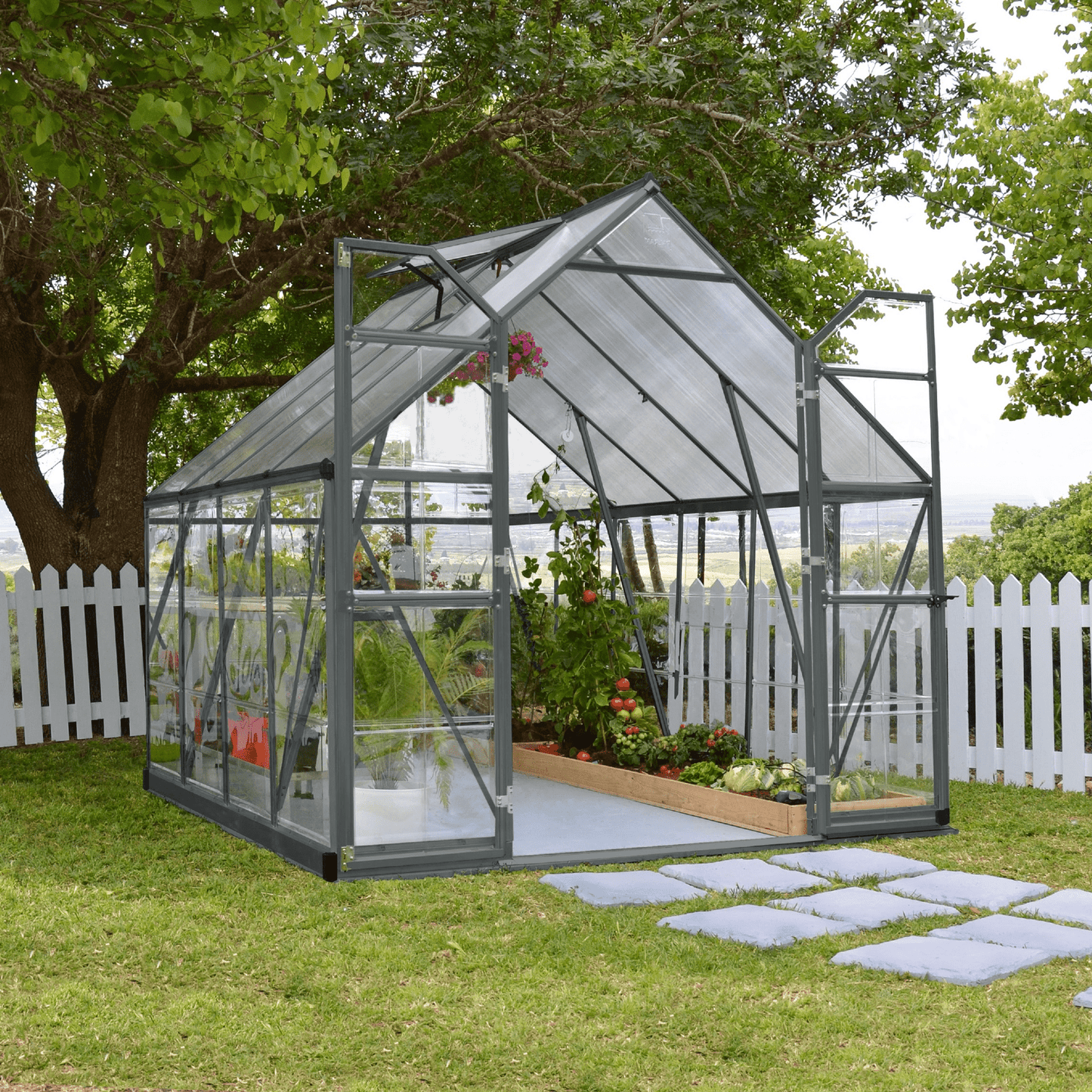 PRE ORDER NOV. - 8' x 8' Balance Greenhouse - Grey Frame (2.5m x 2.5m) - mazeproducts