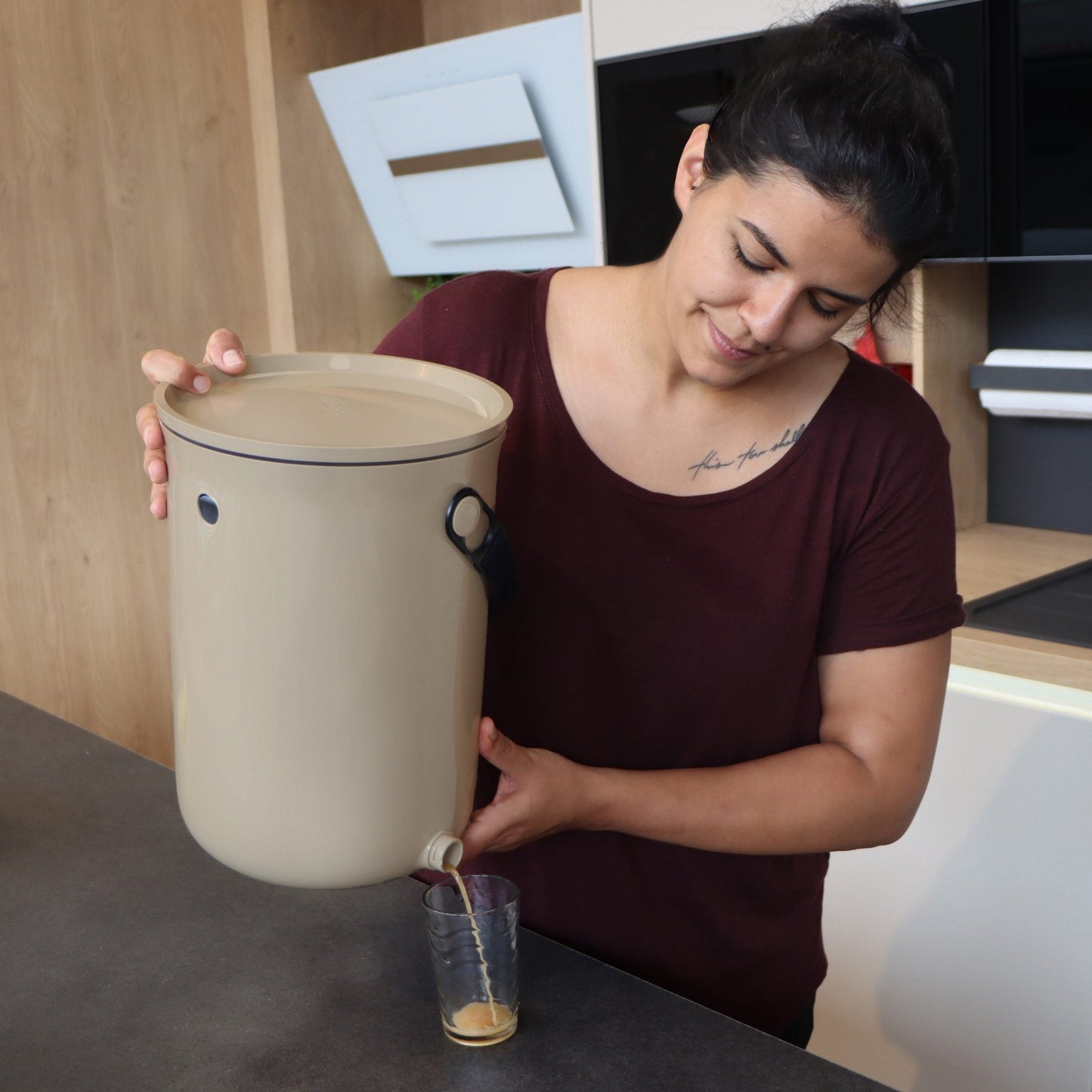 Skaza 9.6L Bokashi Organko 2 Composter - Cappuccino - mazeproducts