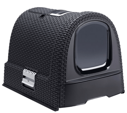 Curver Rattan Style Cat Litter Box - Graphite - mazeproducts