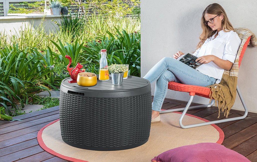 Keter Circa Rattan 140L Storage Box - Grey - mazeproducts