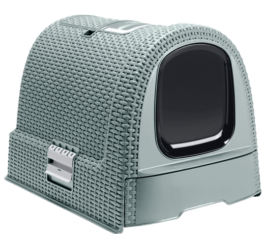 Curver Rattan Style Cat Litter Box - Grey - mazeproducts
