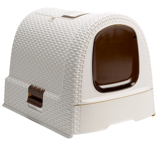 Curver Rattan Style Cat Litter Box - Cream - mazeproducts