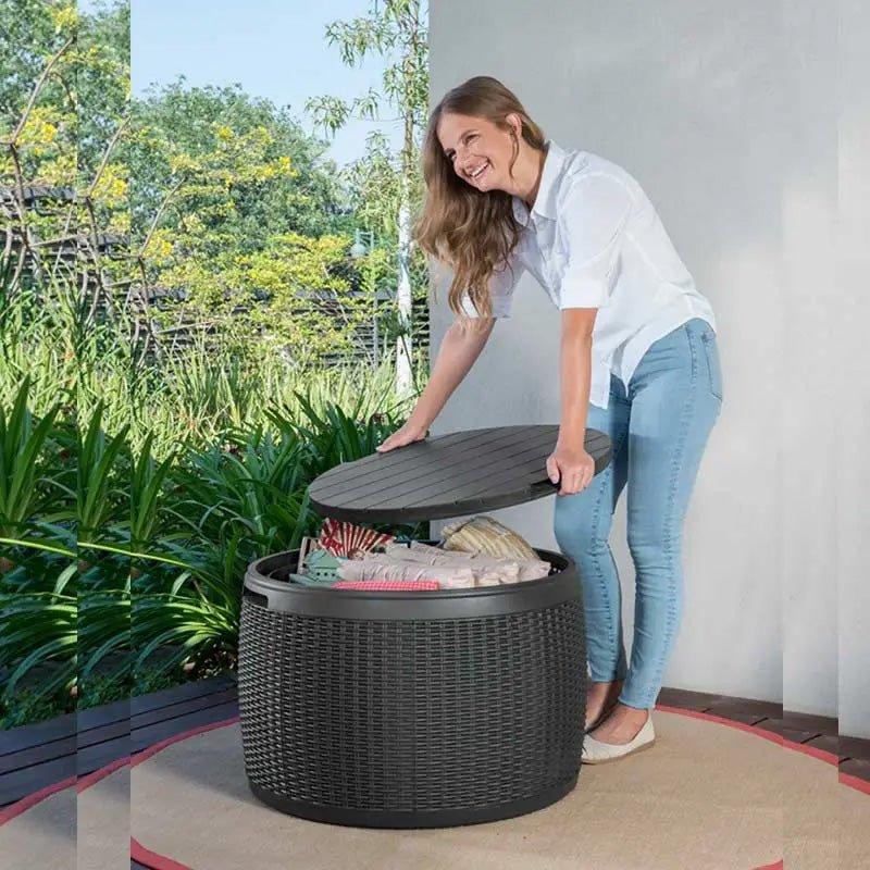 Keter Circa Rattan 140L Storage Box - Grey - mazeproducts