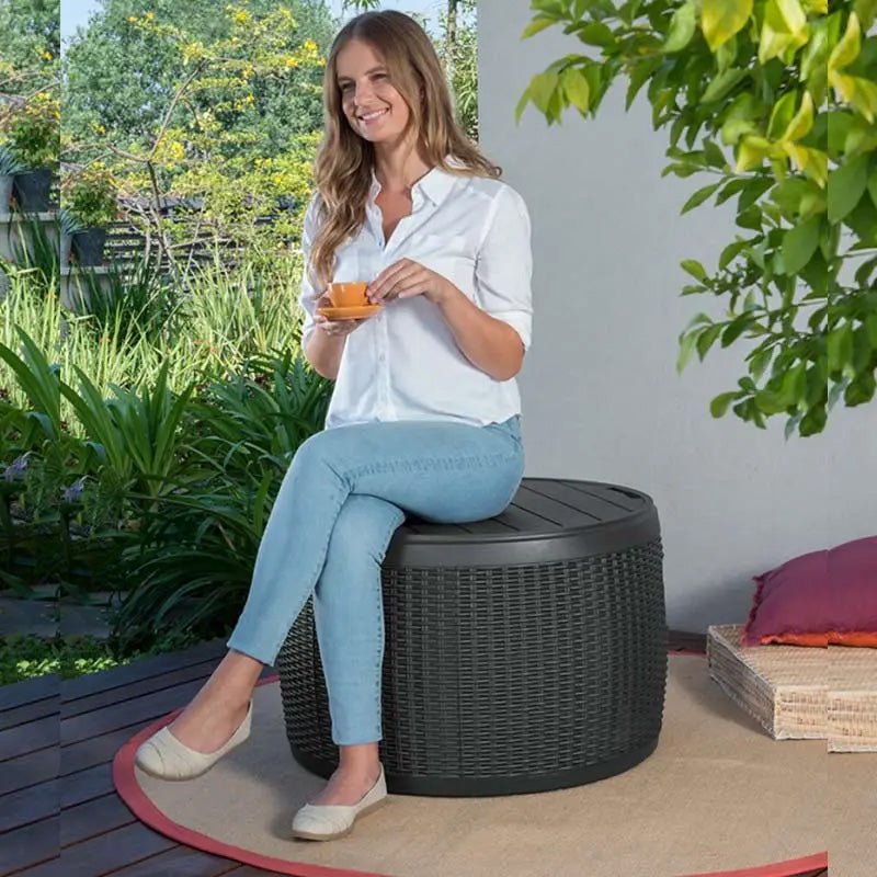 Keter Circa Rattan 140L Storage Box - Grey - mazeproducts