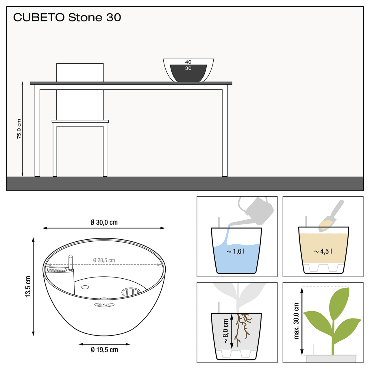 CUBETO Stone 30 Bowl - mazeproducts